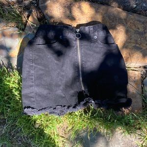 Short black denim skirt